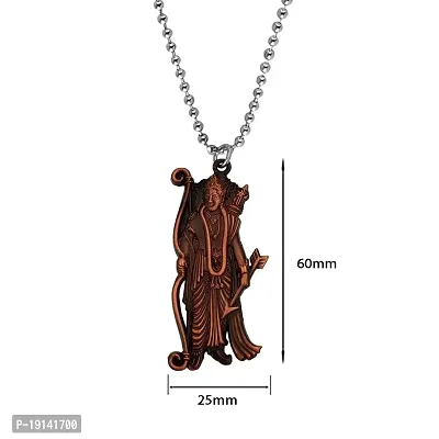 M Men Style Lord Shree Ram Idol Statue in Antique Finish Locket Murti With Chain Copper Zinc Metal Religious Pendant Necklace Chain For Men And Women-thumb2