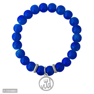M Men Style 6mm Beads Blue Religious God Allah Prayer Elastic Strachable Charm Crystal Bracelet For Men And Wen LCBR14L512-thumb0