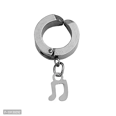 Sullery Punk Fashion Music Charm Silver Non-piercing Hoop earrings For Men And Women
