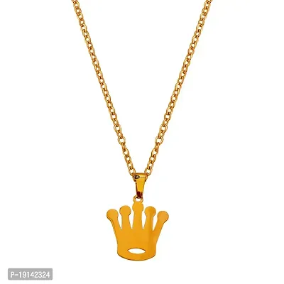 M Men Style Crown Gold Stainless steel Pendant Neckace Chain For Women And Girls