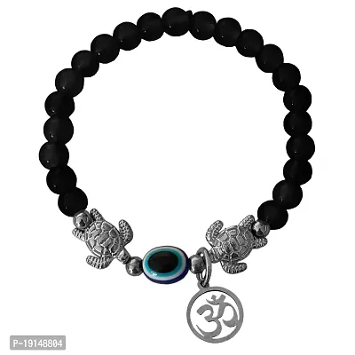 M Men Style 6mm Beads Black Yoga Meditation OM Turtle Evil Eye Elastic Strachable Charm Crystal Bracelet For Men And Women LCBR9A501