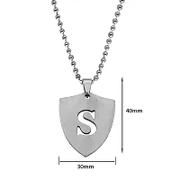 M Men Style English Alphabet Initial Charms Letter Initial S Alphabet Silver Stainless Steel Letters Script Name from A-Z Pendant Necklace Chain For Men And Women-thumb1