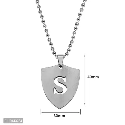 M Men Style English Alphabet Initial Charms Letter Initial S Alphabet Silver Stainless Steel Letters Script Name from A-Z Pendant Necklace Chain For Men And Women-thumb2