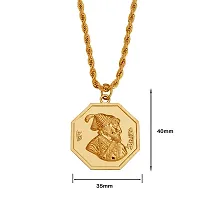 Sullery Religious Chhatrapati Shivaji Maharaj Rajmudra Locket with Chain Gold Stainless Steel Pendant Necklace for Men and Women-thumb1