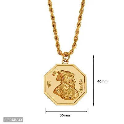 Sullery Religious Chhatrapati Shivaji Maharaj Rajmudra Locket with Chain Gold Stainless Steel Pendant Necklace for Men and Women-thumb2