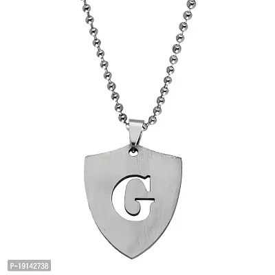 M Men Style English Alphabet Initial Charms Letter Initial G Alphabet Silver Stainless Steel Letters Script Name From A-Z Pendant Necklace Chain For Men And Women-thumb0
