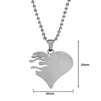 Sullery Heart Wave Lifeline Heart Beat Couple Lover Gift Locket Silver Stainless Steel Couple Love Gift Jewellery Pendant Necklace Chain for Men and Women-thumb1