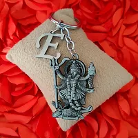 M Men Style Hindu Deity Powerful Mata Goddess Maha Kali Kalika Devi Initial Letter Alphabet - E Grey Zinc And Metal Keychain For Men And Women SKey2022449-thumb2