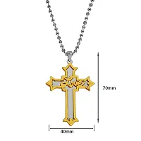 M Men Style Christian Jewelry Christian Crucifix Love Jesus Cross Blessing Pray with Chain Gold and Silver Stainless Steel Pendant Necklace Chain for Men and Women-thumb1