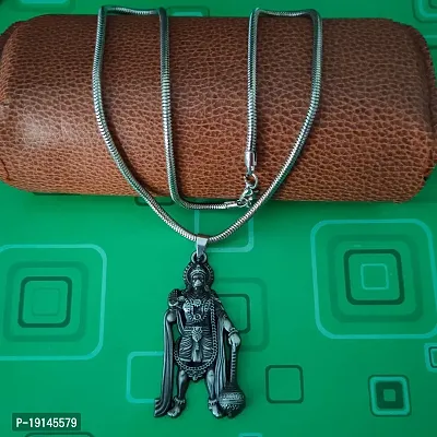 M Men Style Lord Hanuman Pawanputra Bajirang Bali Snake Chain Grey Zinc And Metal Pendant Necklace For Men And Women SPn20221063-thumb3