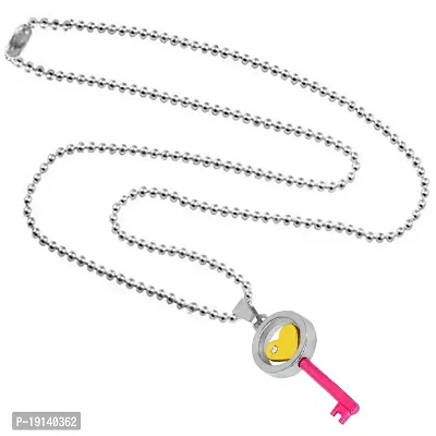Sullery Rotational Heart in Key Multicolour Zinc Alloy Pendant Necklace for Men and Women