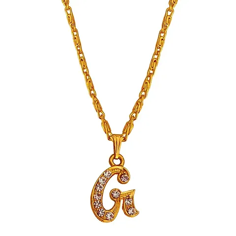 Sullery Crystal Alphabet Initial Letter G Locket Gift forGirlFriend Wife Mother Sistar Gold Brass Alphabet Pendant Necklace Chain for Women and Girls