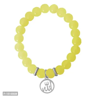 M Men Style 6mm Beads Yellow Religious God Allah Prayer Elastic Strachable Charm Crystal Bracelet For Men And Wen LCBR21L512