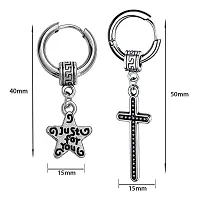 M Men Style Just for you Star Ear Studs With Christ Jesus Cross Huggie Punk Titanium Steel Piercing Jewelry Silver Stainless Hoop Earrings For And Women-thumb1