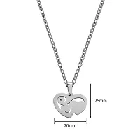 M Men Style Double Heart Silver Stainless steel Pendant Neckace Chain For Women And Girls-thumb1
