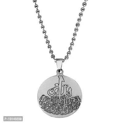 M Men Style Religious Muslim Allah Prayer Islamic Jewelry Black And Silver Stainless Steel Pendant Necklace Chain For Men And Women LSPn2209