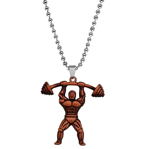 Sullery Fitness Gym Masculine Barbell Bodybuilder Dumbbells Gym Jewelry Copper Zinc,Metal Necklace Chain for Men and Women