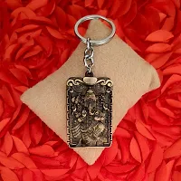 M Men Style Hindu Lord Textured Square Shree Shiv Putra Shree Ganesh Gajanan Ganapati Bronze Zinc Metal Keychain and Keyring Gift For Men And Women-thumb3