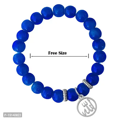 M Men Style 6mm Beads Blue Religious God Allah Prayer Elastic Strachable Charm Crystal Bracelet For Men And Wen LCBR14L512-thumb2