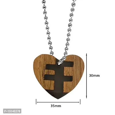 M Men Style Heart Shape Wood Resin Jewelry Natural Wooden Pendant Anniversary Birthday Gift for Her Grey Acrylic Wood Pendant Necklace Chain For Men And Women (SPn2022350)-thumb2