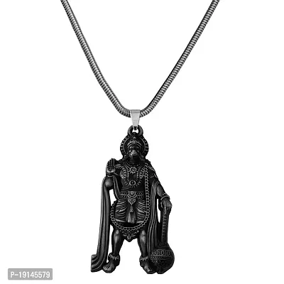 M Men Style Lord Hanuman Pawanputra Bajirang Bali Snake Chain Grey Zinc And Metal Pendant Necklace For Men And Women SPn20221063