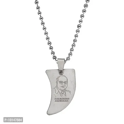 Sullery Dr Babasaheb Bhimrao Ramji Ambedkar Locket with Chain Silver Stainless Steel Religious Spiritual Jewellery Pendant Necklace Chain for Men and Boys-thumb0