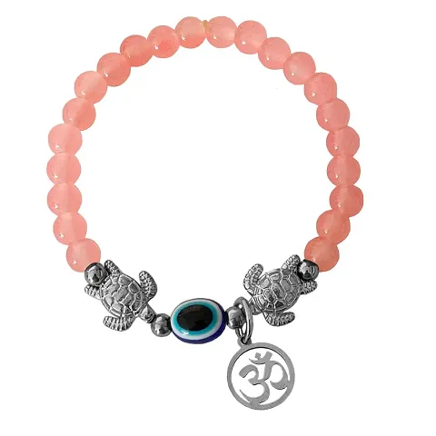 M Men Style 6mm Beads Blue Yoga Meditation OM Turtle Evil Eye Elastic Strachable Charm Crystal Bracelet For Men And Women LCBR1A501