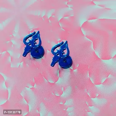 Sullery Religious Jewelry Trishul?Piercing Jewelry Blue Stainless Steel Stud Earring For Men And Women-thumb2
