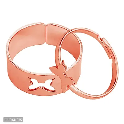 M Men Style Valentine Day Gift Adhustable Butterfly Shape Openable Ring Wedding Jewellery Couple Ring Rose Gold Stainless steel 00 Ring For Women And Girls