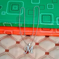 M Men Style English Alphabet Initial Charms Letter Initial M Alphabet Silver Stainless Steel Letters Script Name Pendant Chain Necklace from A-Z for For Men And Women-thumb2