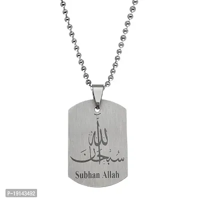 M Men Style Islamic Allah Muslim Islamic Jewelry Black And Silver Stainless Steel Pendant Necklace For Unisex SPn2022366-thumb0