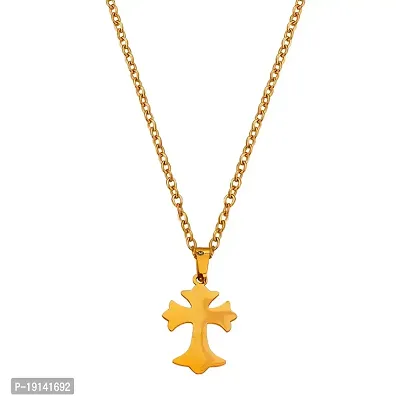 M Men Style Cross Gold Stainless steel Pendant Neckace Chain For Women And Girls