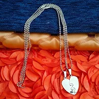 M Men Style Valentine Gift Best Friend Broken Heart Couple Engraved Dual Couple Locket Unisex Jewellery 1 Pair Silver Stainless Steel Pendant Necklace Chain Set For Men And Women (Silver Big)-thumb2