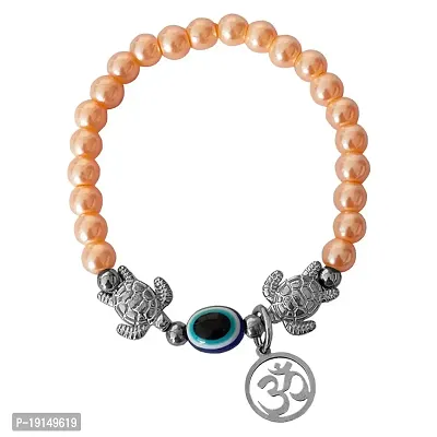 M Men Style 6mm Beads Gold Yoga Meditation OM Turtle Evil Eye Elastic Strachable Charm Crystal Bracelet For Men And Women LCBR13A501