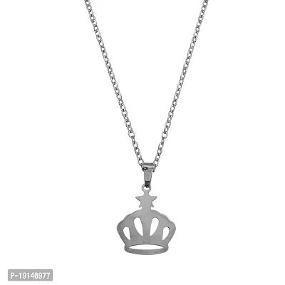 M Men Style Crown With Star Silver Stainless steel Pendant Neckace Chain For Women And Girls