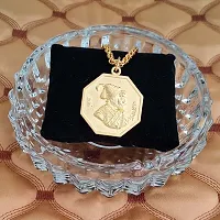 Sullery Religious Chhatrapati Shivaji Maharaj Rajmudra Locket with Chain Gold Stainless Steel Pendant Necklace for Men and Women-thumb3