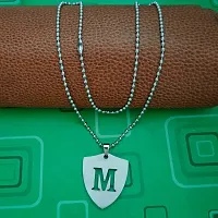 M Men Style English Alphabet Initial Charms Letter Initial M Alphabet Letters Script Name Silver Stainless Steel Pendant Necklace Chain For Men And Women-thumb2