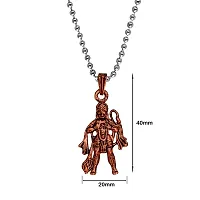 Sullery Lord Rambhakat Veer Hanuman Bajrang Bali Locket with Chain Copper Copper Religious Spiritual Jewellery Pendant Necklace Chain for Men and Boys-thumb1