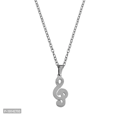 M Men Style Music Sign Silver Stainless steel Pendant Neckace Chain For Women And Girls