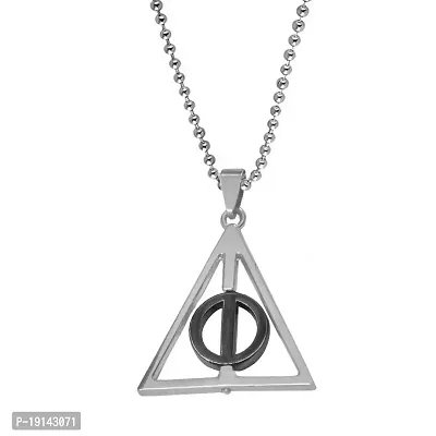 Sullery Rotational Black Silver Zinc Alloy Triangle Pendant Necklace for Men Women