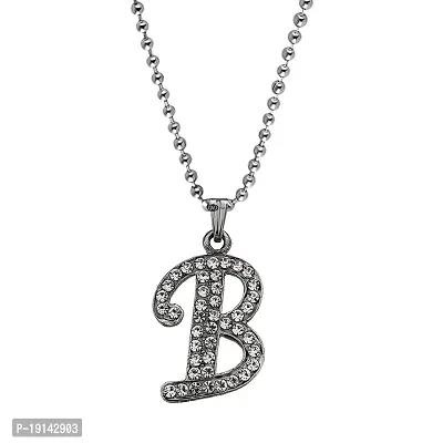 M Men Style Name English Alphabet D Letter Initials Letter Locket Pendant Necklace Chain and His Silver Crystal and Zinc Alphabet Pendant Necklace ChainUnisex