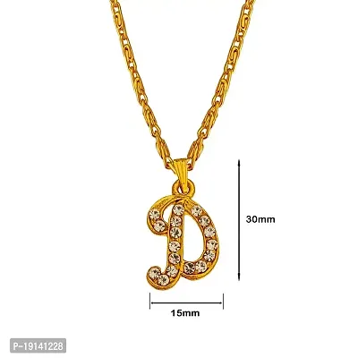 Sullery Crystal Alphabet Initial Letter D Locket Gift forGirlFriend Wife Mother Sistar Gold Brass Alphabet Pendant Necklace Chain for Women and Girls-thumb2