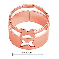 M Men Style Valentine Day Gift Adhustable Butterfly Shape Openable Ring Wedding Jewellery Couple Ring Rose Gold Stainless steel 00 Ring For Women And Girls-thumb1