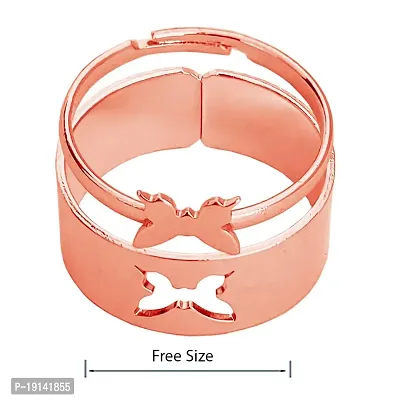 M Men Style Valentine Day Gift Adhustable Butterfly Shape Openable Ring Wedding Jewellery Couple Ring Rose Gold Stainless steel 00 Ring For Women And Girls-thumb2
