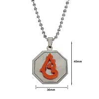 Sullery Lord Ganesh Chintamani Vighneshwara Moriya Locket with Chain Orange and Silver Stainless Steel Religious Spiritual Jewellery Pendant Necklace Chain for Men and Boys-thumb1