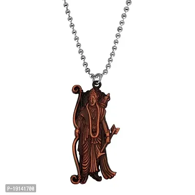 M Men Style Lord Shree Ram Idol Statue in Antique Finish Locket Murti With Chain Copper Zinc Metal Religious Pendant Necklace Chain For Men And Women-thumb0