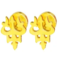 Sullery Religious Jewelry Trishul?Piercing Jewelry Stainless Steel Gold Stud Earring-thumb1