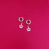 Sullery Punk Fashion Crown Charm Silver Stainless Steel Non-piercing Hoop earrings For Men And Women-thumb2