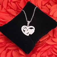 M Men Style Double Heart Silver Stainless steel Pendant Neckace Chain For Women And Girls-thumb3
