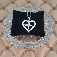 Sullery Heart Life Line Wave Heart Beat Couple Lover Gift Locket for Eveyone Silver Stainless Steel Couple Love Gift Jewellery Pendant Necklace Chain for Men and Women-thumb3